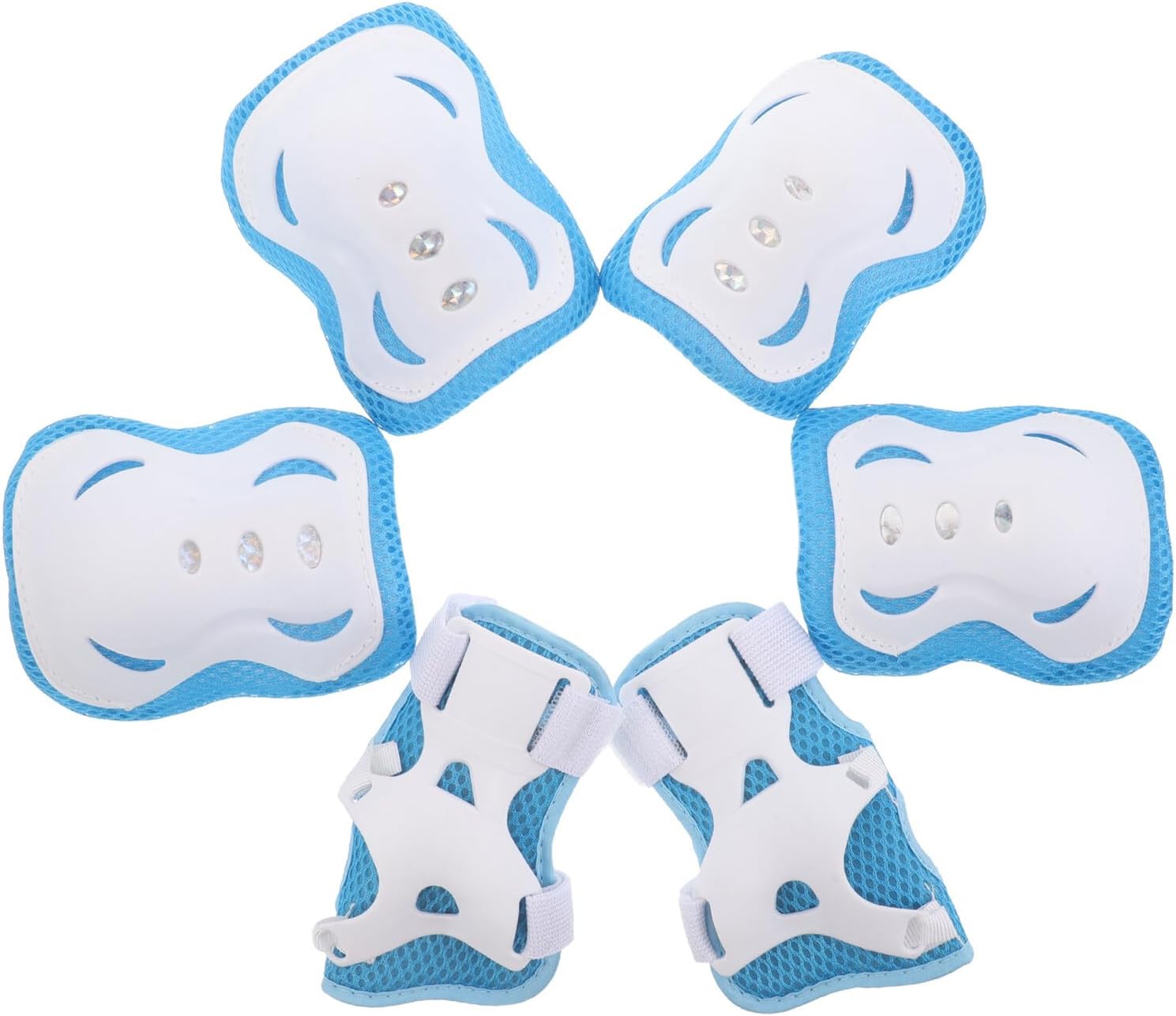 Toyvian Protective Gear Set with Knee Pads Elbow Pads Wrist Guards for Medium Size Blue White Roller Skating Cycling Scooter Outdoor Sports Safety