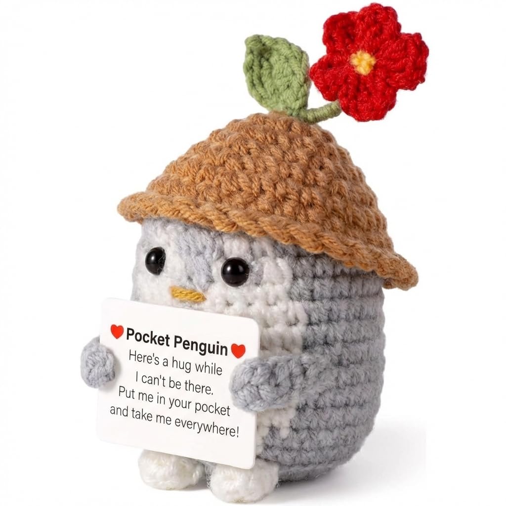 Toumett Positive Penguin Gifts,Graduation Gifts,Mini Knitted Penguin Doll,Emotional Support Gift Potato,Cute Crochet for Women,Funny Toys Encouraging Gift for Girlfriend/Classmate/Kids/Teens/Adults
