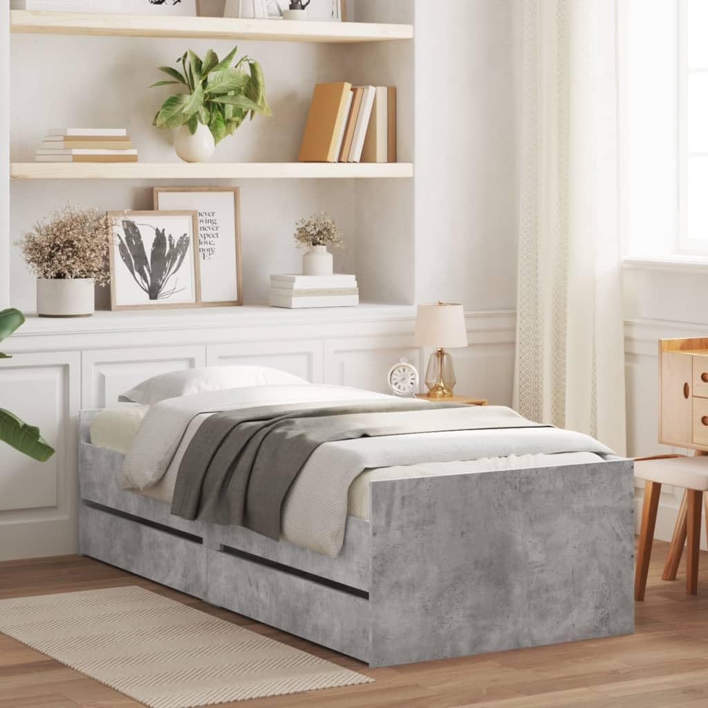 Generic Struttura Letto Singola con Cassetti, Base Letto Contenitore Moderna, Adatta per Materasso (75 x 190 cm)