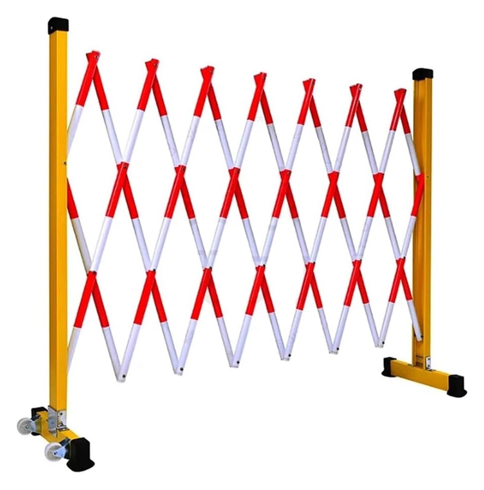 LWJSOCP Expandable Retractable Traffic FenceIndustrial Metal Barricade Gate (Red & White 1.2x3.5m) Portable Safety Barrier for Crowd Control & Event Management