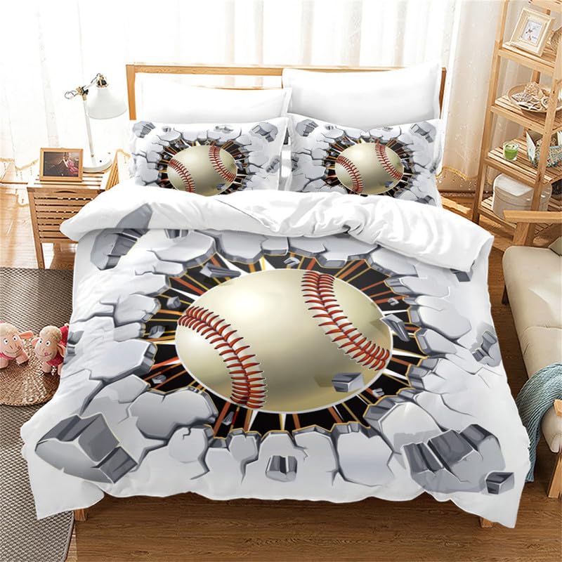 Housse de couette baseball 3D ensemble de lit enfant ado