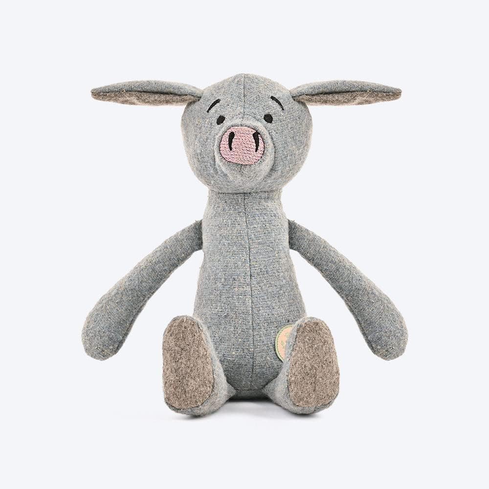 Heads Up For Tails Paws for Earth Piggy Wool Felt Plush Toy for Dogs - Light Blue