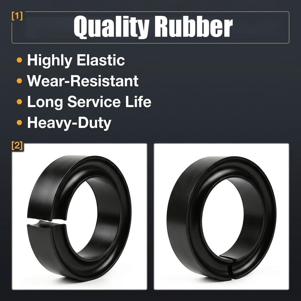 2 Pcs Round Heavy Duty Rubber Coil Spring Spacers, Suspension Lift Booster for 5" to 5.5" O.D. Springs, Helper Kit to Prevent Rear Sagging & Bottoming Out, Fits Car Truck SUV ATV UTV