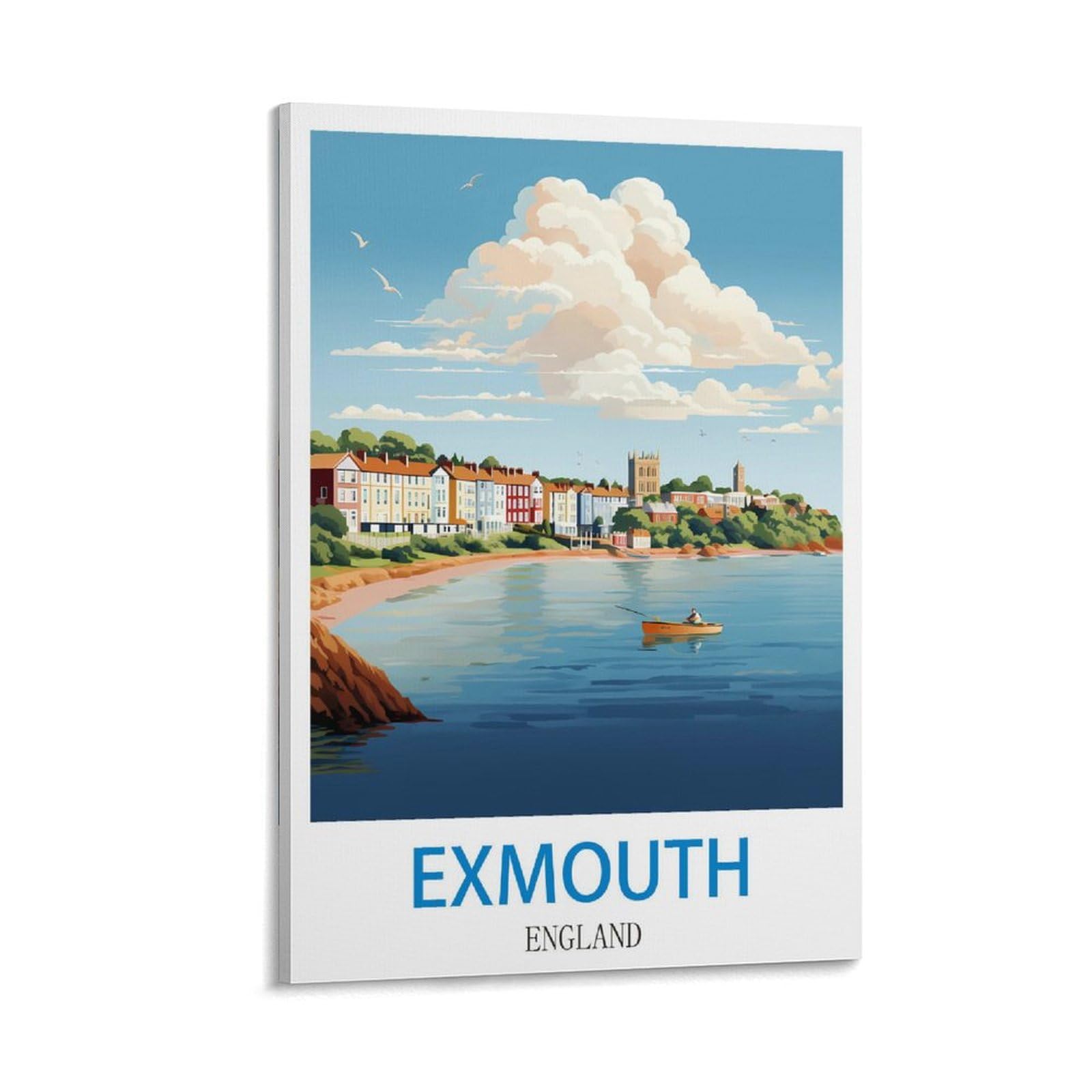 LNMNJESG Exmouth England Vintage Travel Posters 12x18inch(30x45cm) Canvas Painting Wall Art, Wall Decor Pictures Prints for Living Room Bedroom