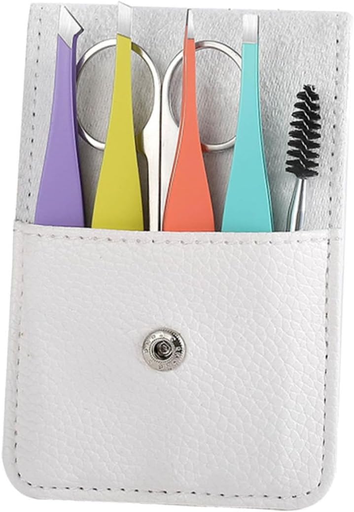 VALICLUD 1Set Portable Eyebrow Trimming Kit of Eyebrow Scissors and Tweezers for Easy Grooming Travel Friendly Grooming Tools for Shaping