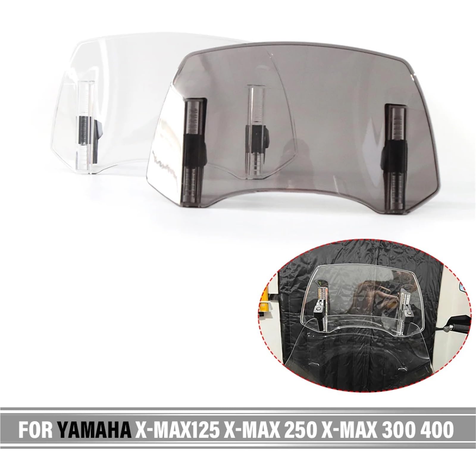 Für Yamaha X-MAX125 X-MAX 250 Xmax 300 X-MAX 400 Motorrad Windschutzscheibe Verlängerung Einstellbare Spoiler Deflektor Xmax300 Luftabweiser Windschutzscheibe(Transparent)