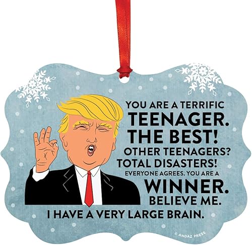 Miniatura 15 de Andaz Press Divertido presidente Donald Trump Fancy Frame Recuerdo Adorno de Navidad Regalo de mordaza, Perra fantástica, 1 paquete, ideas de regalo