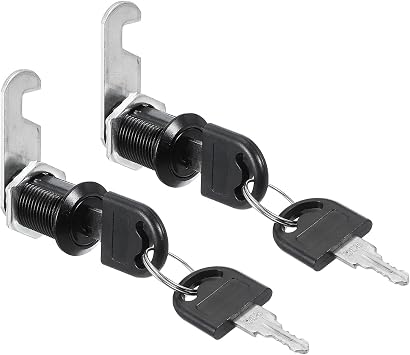 PATIKIL Cabinet Drawer Lock with Keys 2 Pcs 1" 25mm Keyed Different Zinc Alloy Security Lock Cylinder Cam for Door Cupboard Household Mailbox Office Black