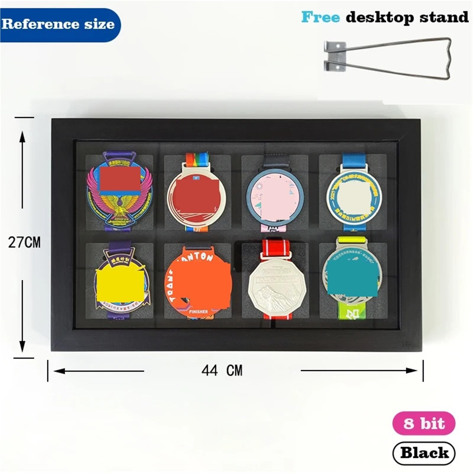 Display medaillenrahmen Marathon-Medaillendisplay, Schattenbox-Rahmen, Sport-Medaillenhalter, Rahmen for Läufer, Medaillendisplay for Laufrennen(White,6 bit 34x27cm)