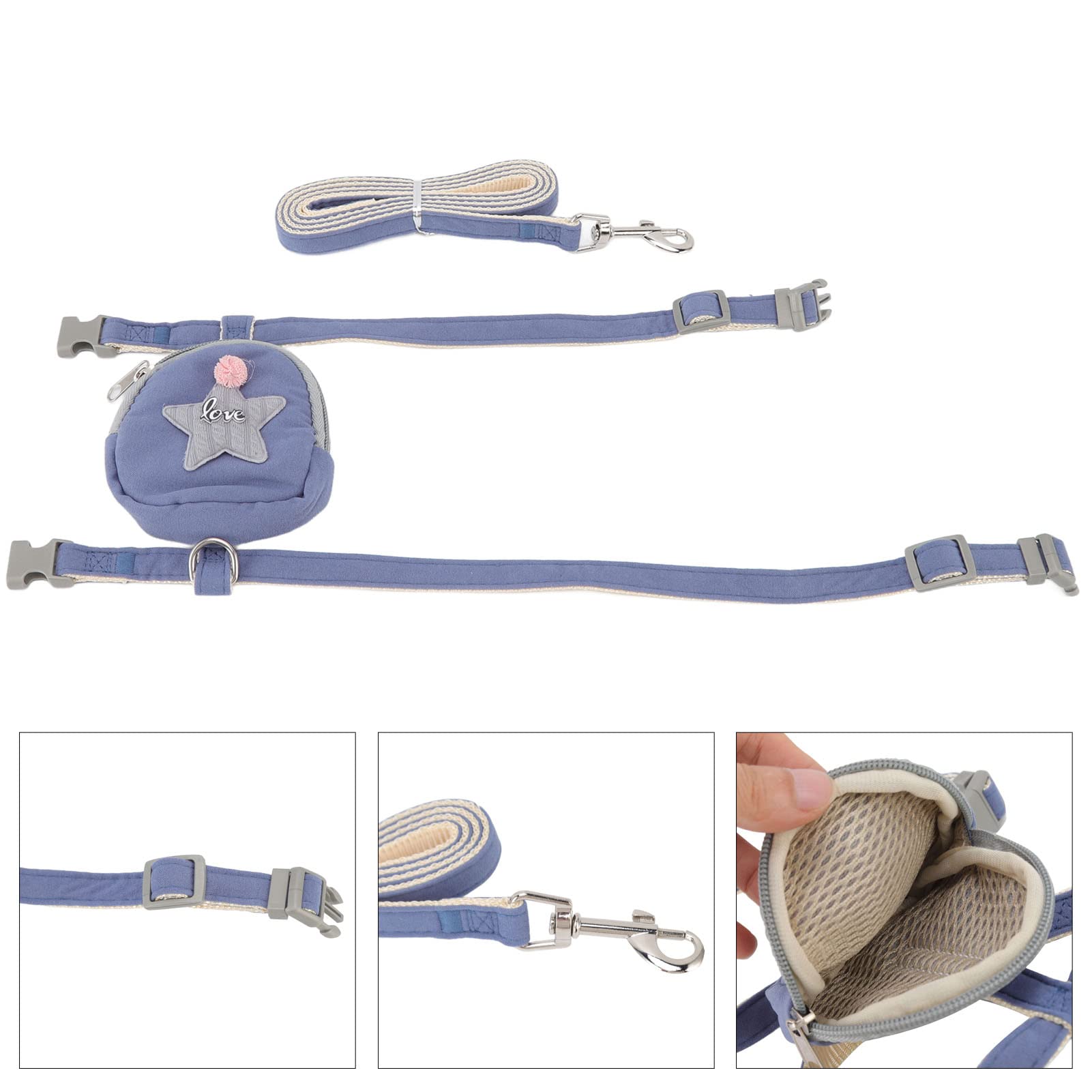 Gavigain Cat Harness with Backpack, Adjustable Fit, Starfish Pattern, Built in Snack Pouch, Safe and Comfortable, for Small Cats (3 7 lbs) (L (Suitable for 3.5?7.5kg / 7.7?16.5lb))