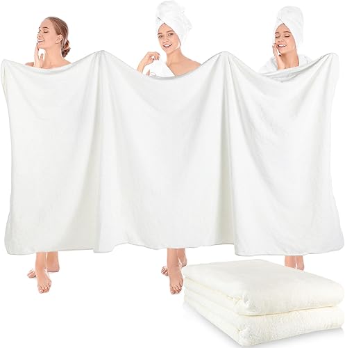 Miniatura 12 de Preboun 4 toallas de baño de vellón de gran tamaño, 40 x 80 pulgadas, toallas de baño extra grandes de microfibra coral terciopelo coral altamente