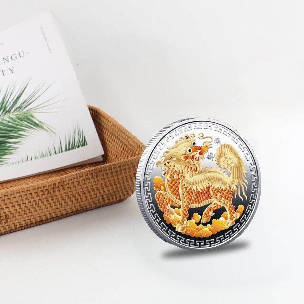 Pièce de monnaie dorée de créatures mythiques chinoises anciennes - Dragon Challenge - Cadeau souvenir commémoratif Pièce de monnaie dorée de créatures mythiques chinoises anciennes - Dragon Challenge - Cadeau souvenir commémoratif