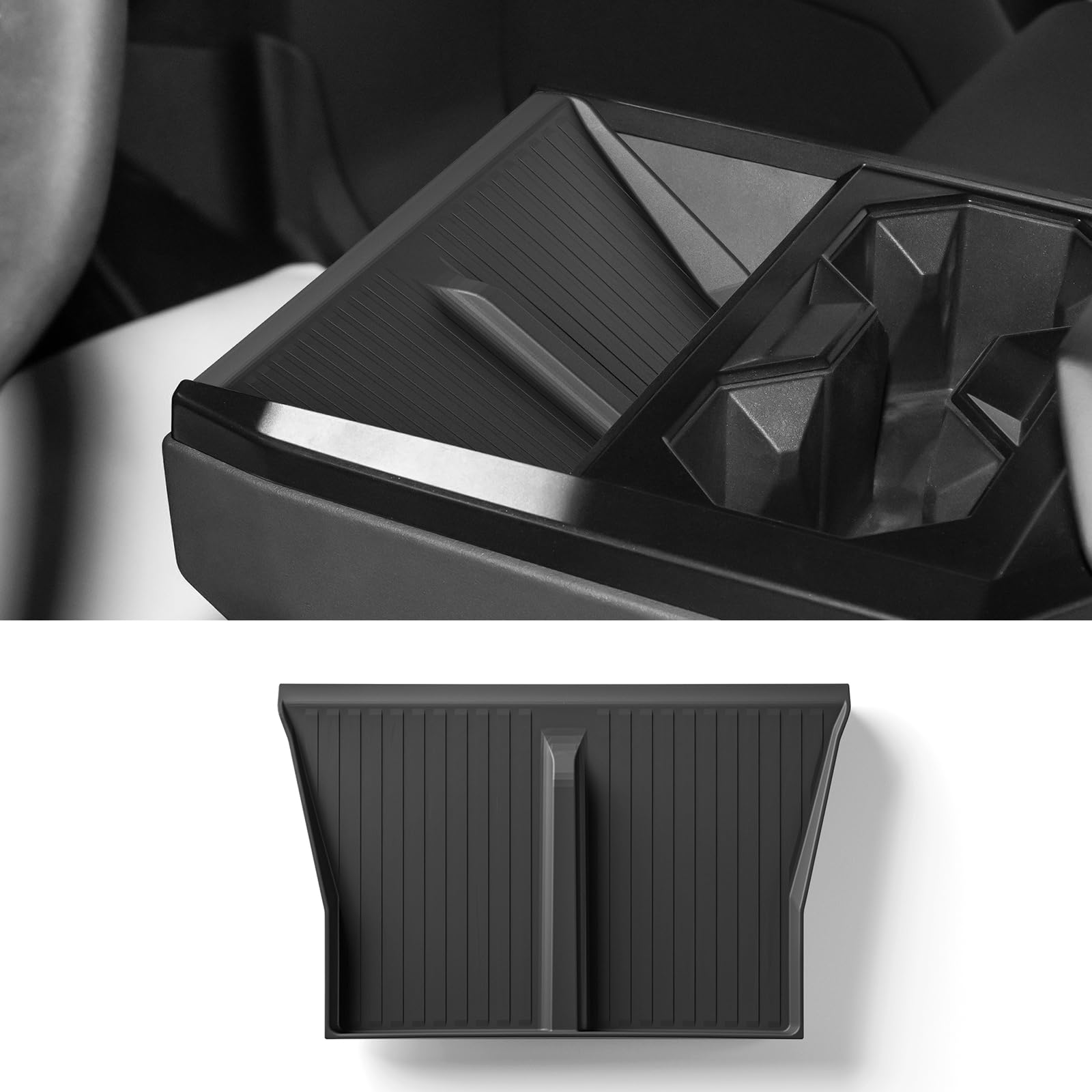 LUCKEASY Center Console Wireless Charger Mat for Tesla Cybertruck 2023 2024 2025 Phone Charge Anti-Slip Protector Pad for Cybertruck Wireless Charging Pad Accessories Black Silicone Pad Interior