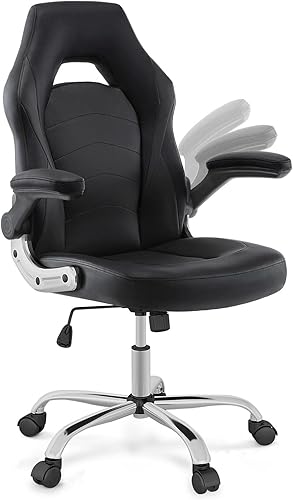 AFO Silla ergonómica para videojuegos de computadora, altura y giro ajustables, reposabrazos acolchados y soporte lumbar, respaldo medio, silla de