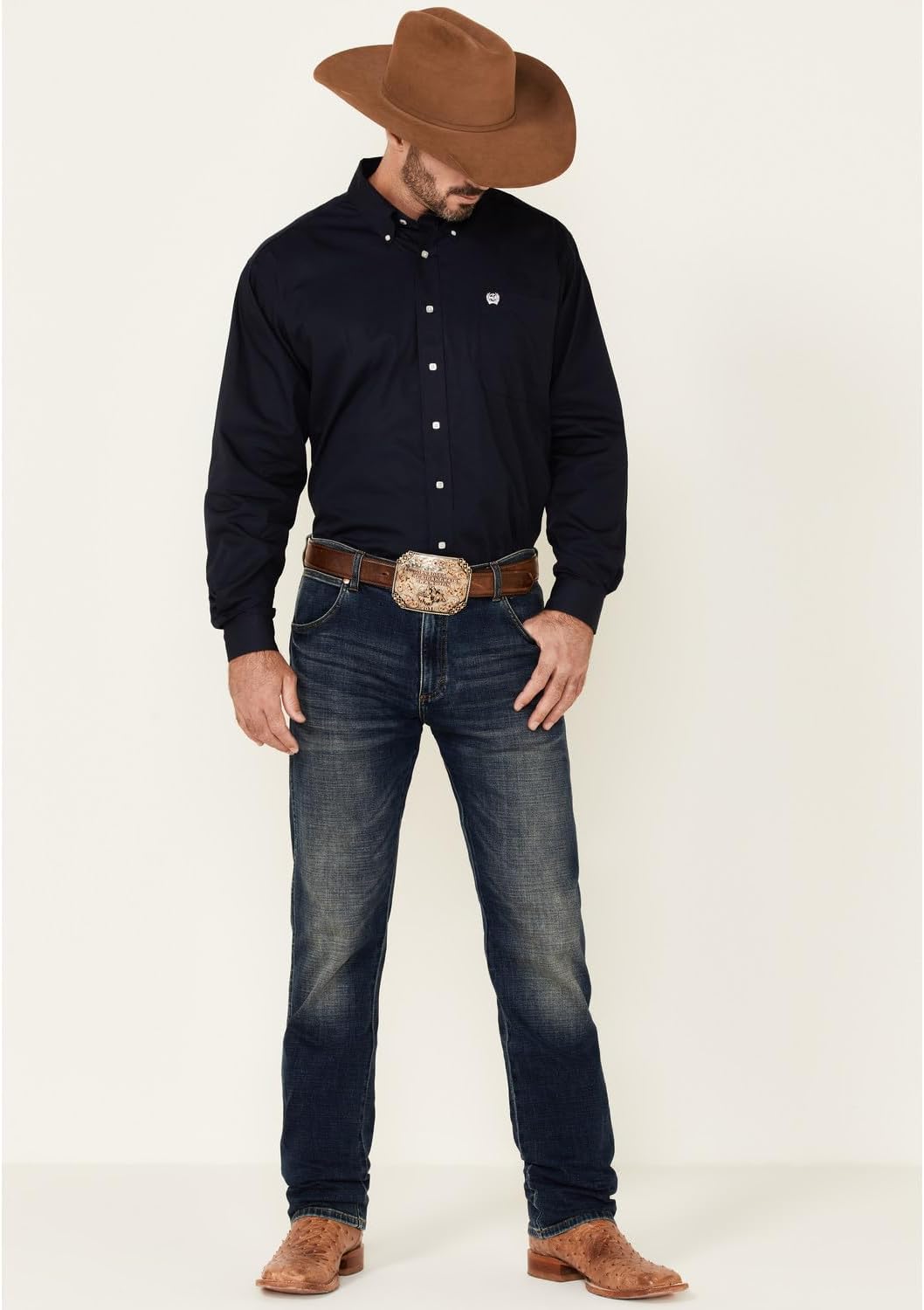 Cinch Men's Navy Solid Western Button Down Shirt Navy Medium