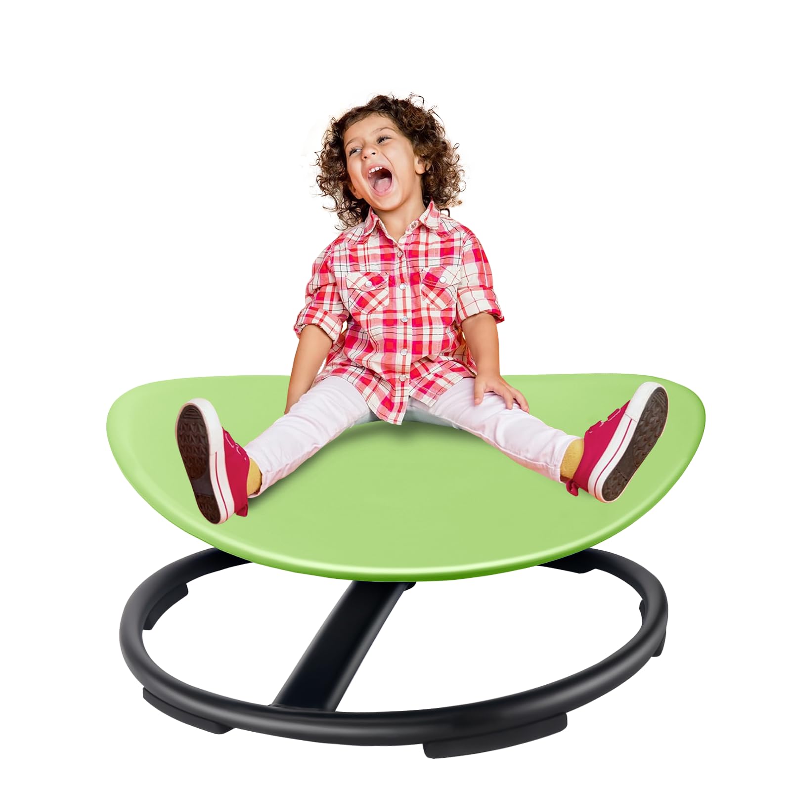 NeoKaleido Kids Sensory Swivel Chair, Autism Sensory Spinning Chair for Autistic Kids, Small Space, Spin Seat, Metal Base, Non-Slip Design, Green