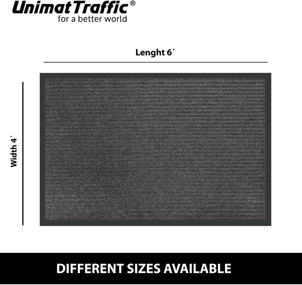 UNIMAT Traffic Guard Door Mat, 4´x 6´, Heavy Duty Waterproof Doormat, Stain and Fade Resistant Welcome Mats, Durable Rubber Backing, Low Profile Entryway Rug, Shoe and Boot Scraper, Charcoal - Image 3