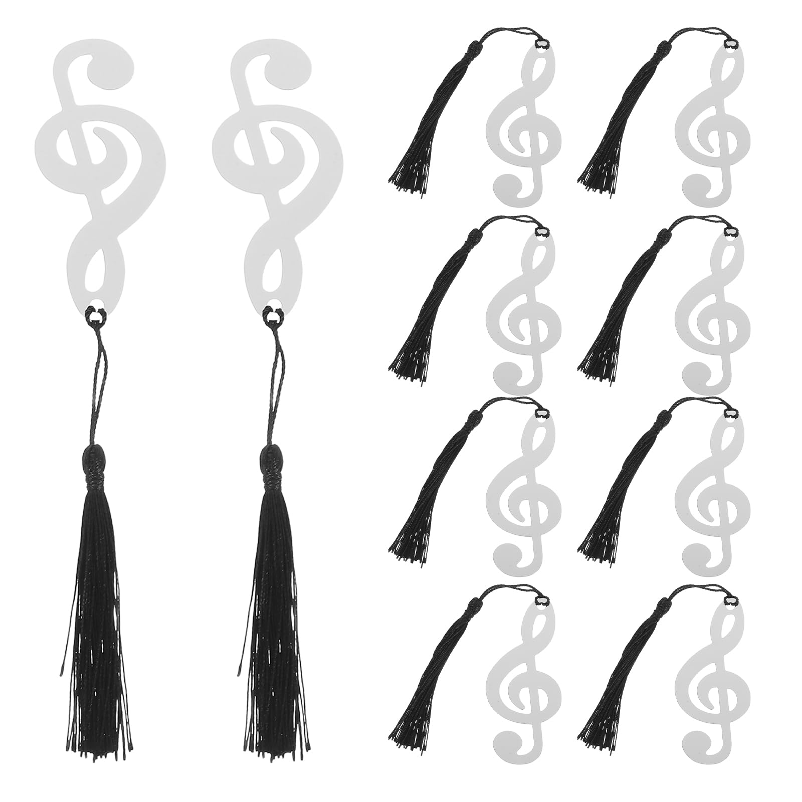 Amosfun Segnalibri Musicali in Acciaio Inox Con Nappa Nera Set Di 10 Segnalibri Di Laurea in Metallo Argento Per Lettori Studenti E Appassionati Di Musica