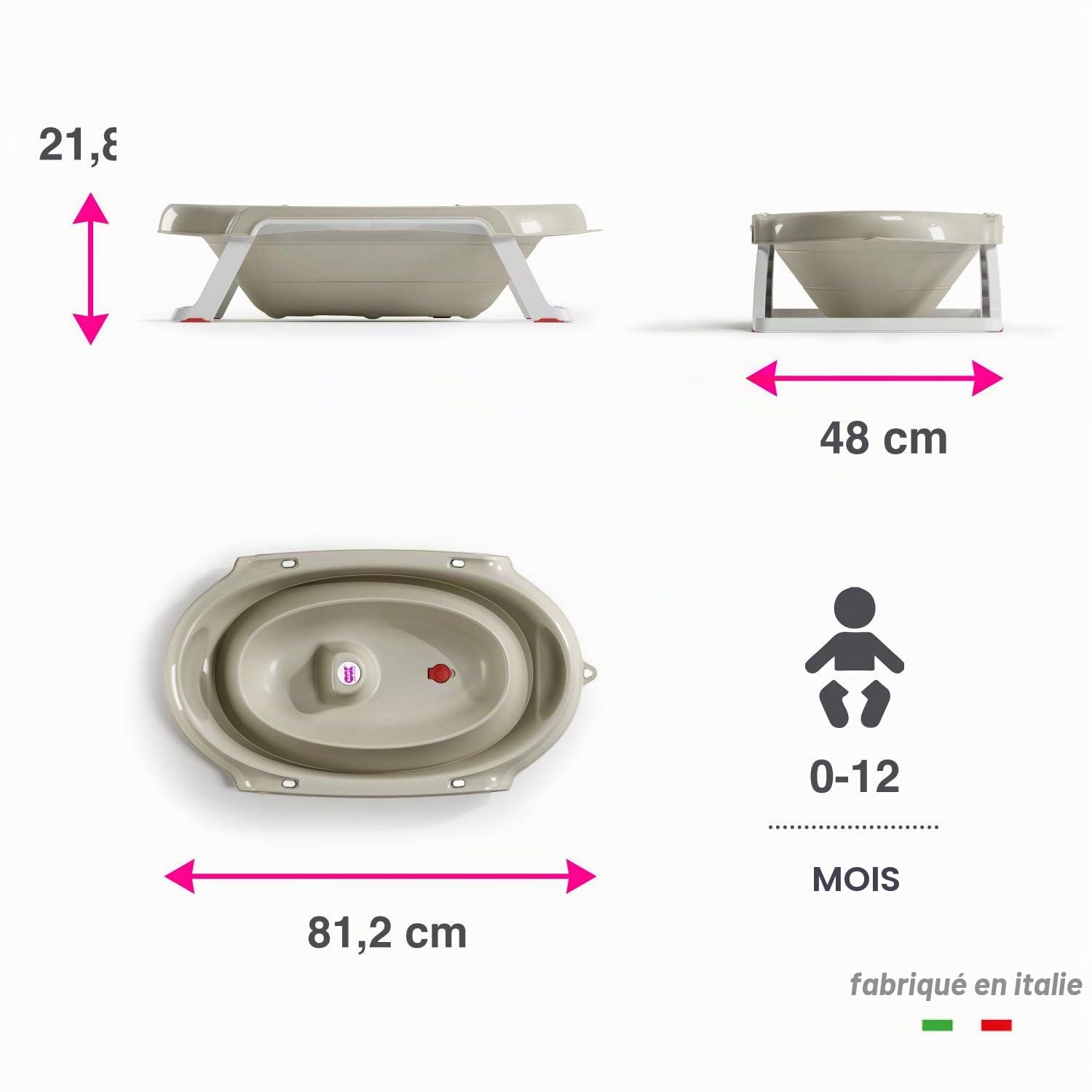 OKBABY Onda Slim - Baignoire Pliante pour le Bain des Nouveau-nés 0-12 Mois - Blanc