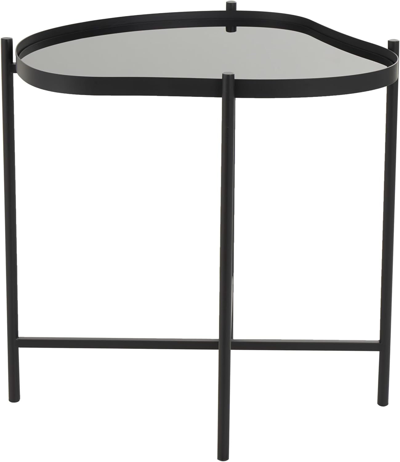Deco 79 Metal Side End Accent Table Abstract Wavy End Table with X-Shaped Base, Side Table 19" x 19" x 21", Black