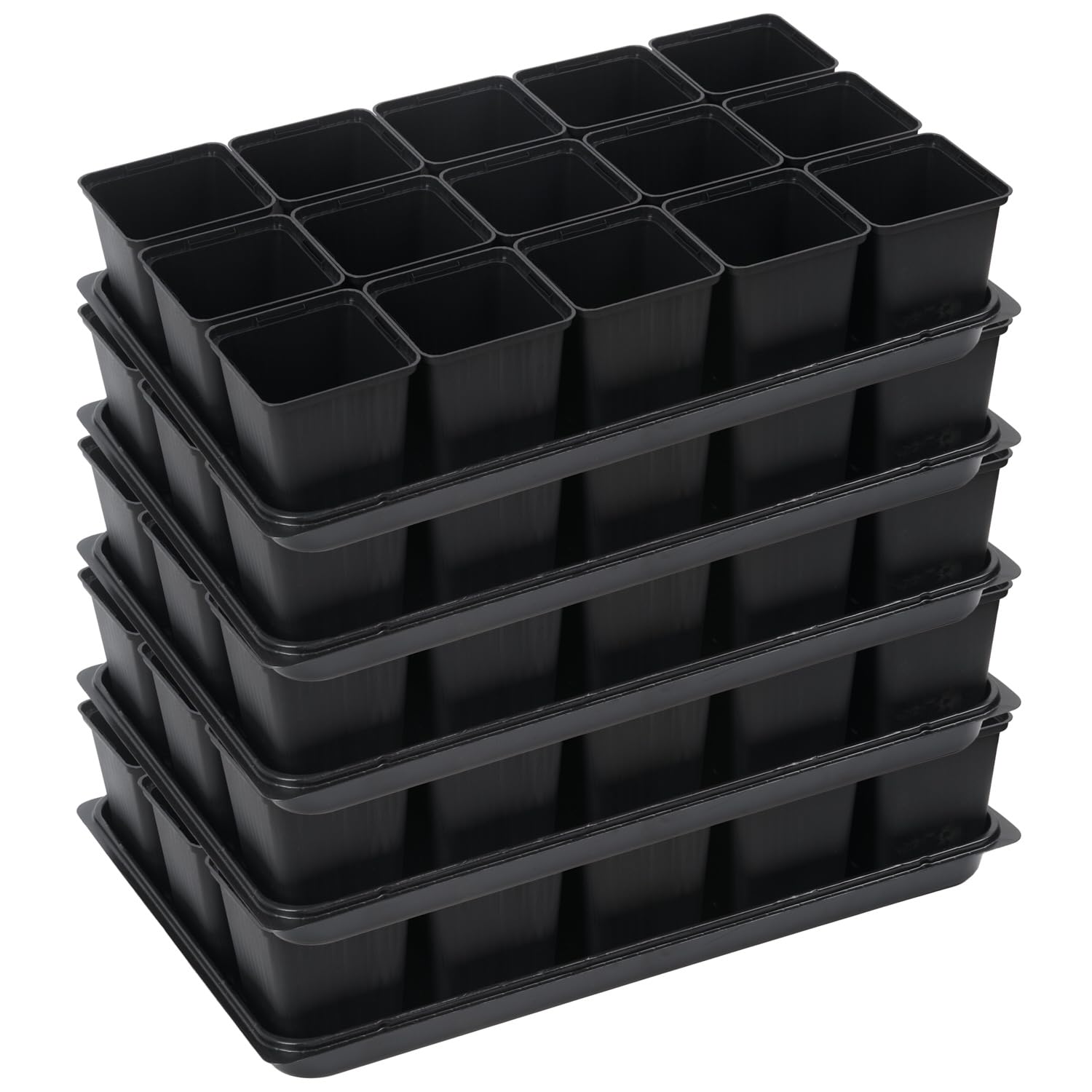 Tymar 15x Anzuchttöpfe mit Untersetzer, Blumentopf mit Pflanzschalen, mit Tablett, Shuttle-Trageschalen (Anzuchttöpfe 9x9 + Untersetzer, 5 Pack)