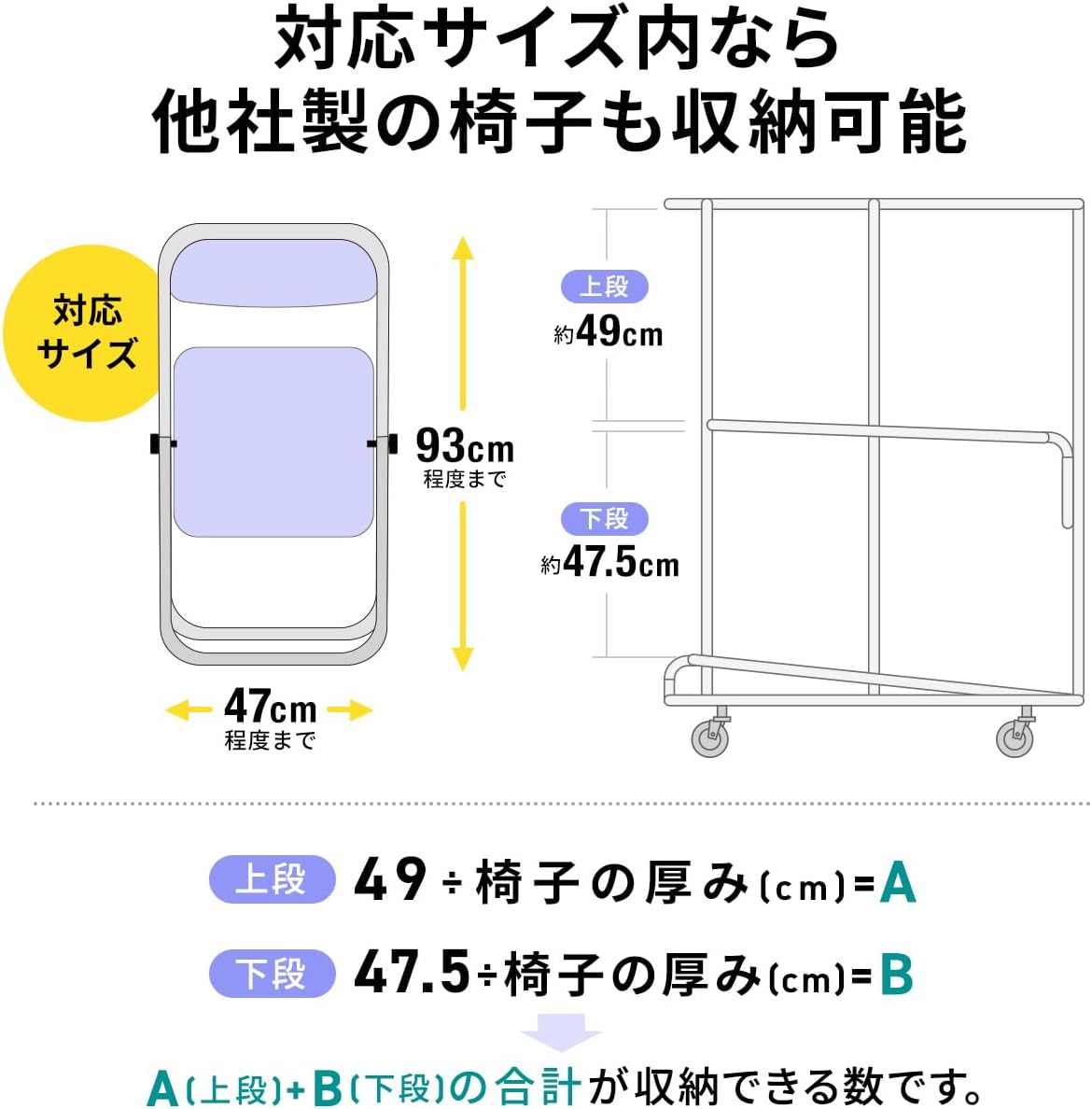 収納カート 折りたたみ椅子 パイプ椅子 収納台車 20脚収納 耐荷重200kg 大型キャスター 【トレードショー】 省スペース コンパクト