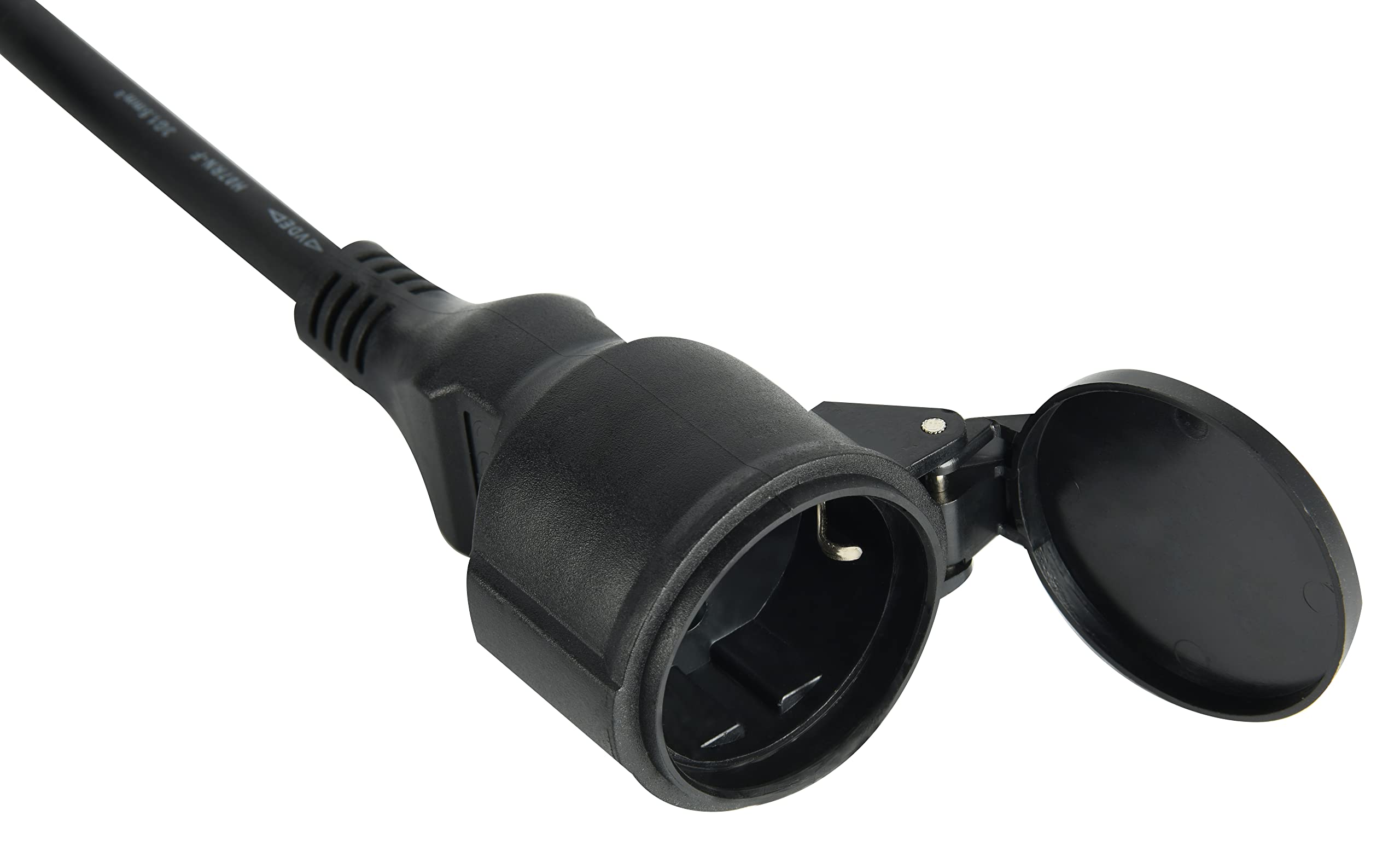 Electraline 46152 Câble d'alimentation pour caravane, Splitter à 3 voies avec 2 prises Schuko + 1 prise CEE, Fiche CEE pour usage extérieur IP44, câble en caoutchouc H07RN-F 3G1.5 mm, longueur 1.5 M