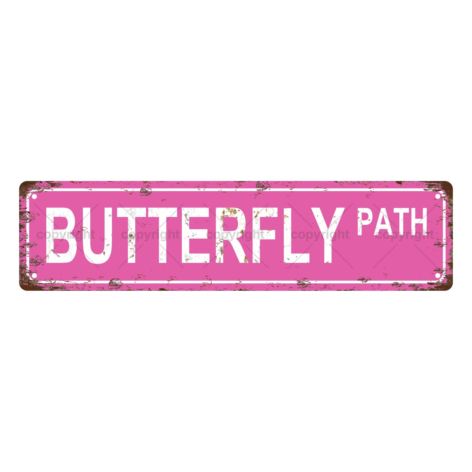 Butterfly Path Animal Metal Tin Street Sign Bar Cafe Garage Cave Home Room Wall Bathroom Farmhouse Garden Porch Patio Decor,4x16 Inch