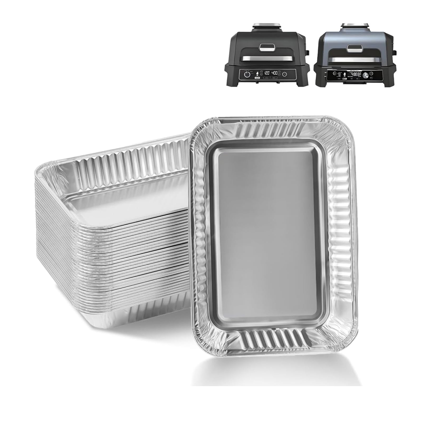KEESHA 30-Pack OG951 Drip Pan Liners for Ninja OG800, OG900 and FlexFlame Series, Premium Thicker Aluminum Foil Pan, Disposable Pan Drip Tray for Ninja OG850, OG951 and PG301