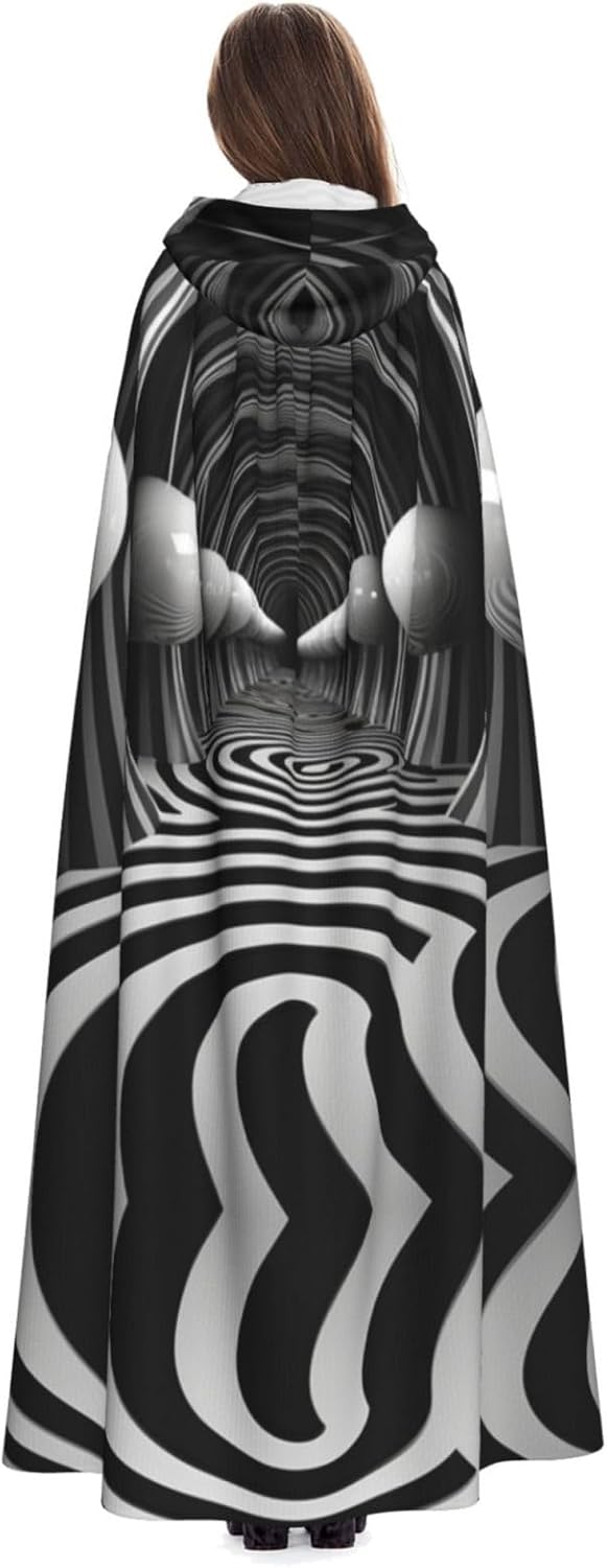Black and white tunnel Unique Darkness Poncho Shawl - Customizable Wearable Blanket for Women, Perfect Halloween Costume Accessory, Knight, Akatsuki, and More