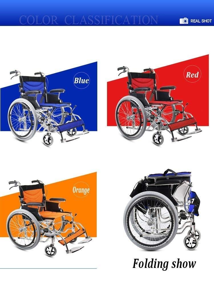 Sillas de ruedas, viejo empuje coche de viaje plegable luz aluminio silla de ruedas con apoyabrazos/pie/libre neumáticos transportador discapacitados, portátil