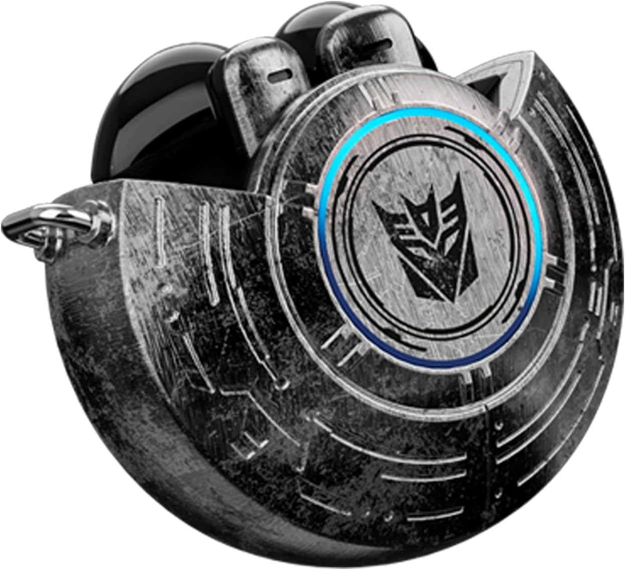 Transformers TF-T31 Bluetooth TWS Wireless Earbuds with Mechanical Shell Design Passive Noise Cancelling in-Ear Cool HiFi HD Calling Music Game Modes Low Latency Sports Earphones (Black - Megatron)