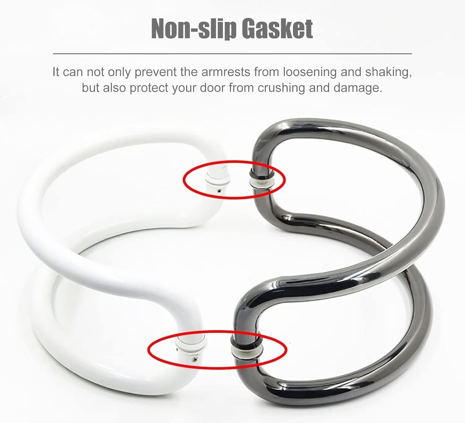 C-Shaped Push Pull Door Handle Round Tube,Glass Door Handles for Bathroom/Kitchen/Studio,Paired Handle Pull Hardware Set,25mm/1" Diameter (Color : Gray)