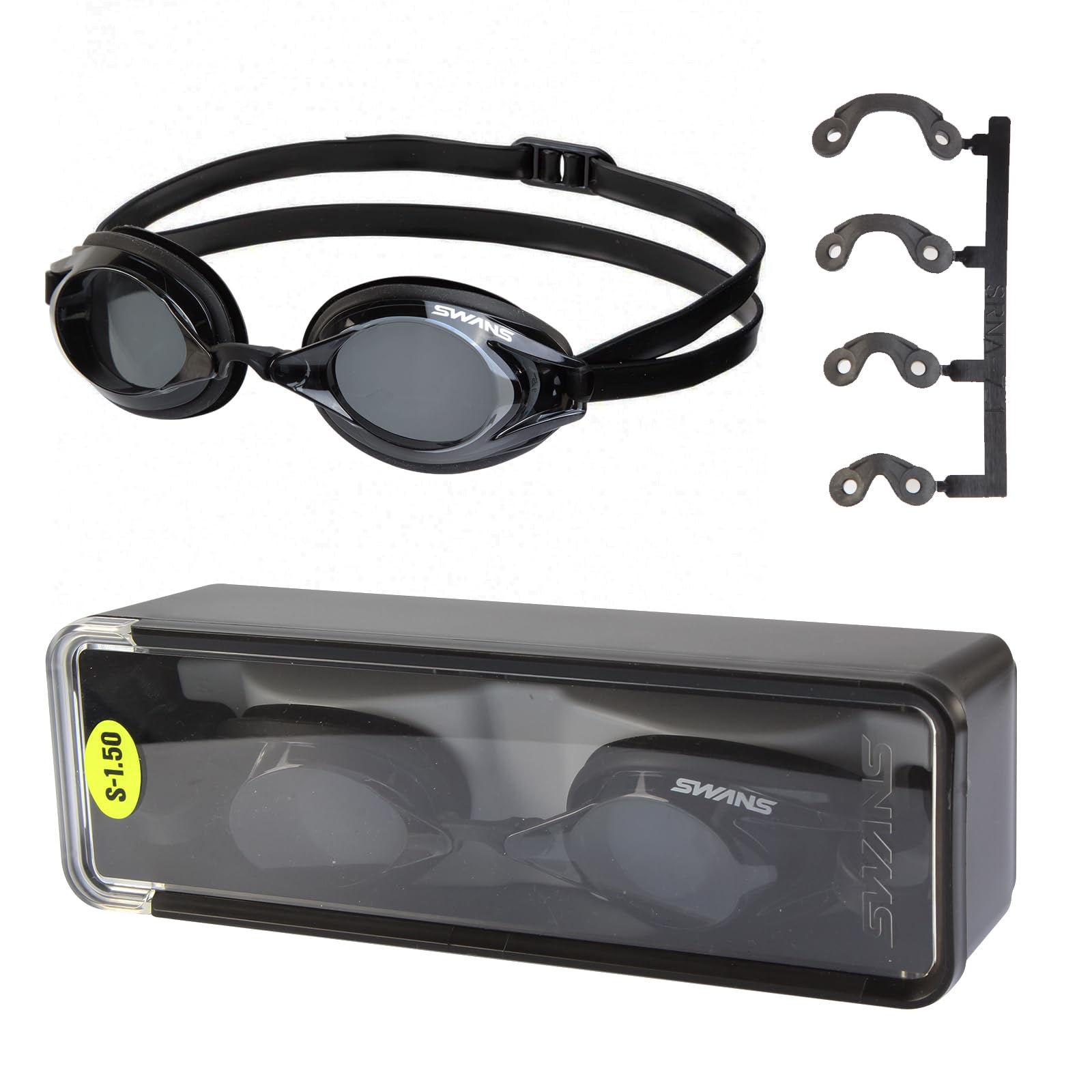 Swans SR-2NEVOP SMBK S-7.00 Optic Racing Gafas de Natación Gafas Piscina, Lente S-7.00, Smor Black