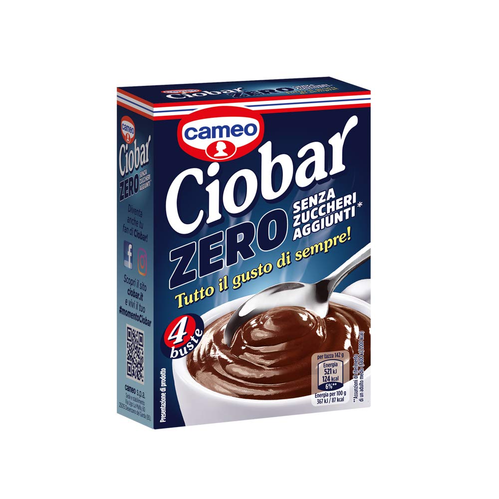 Cameo Ciobar Zero - Sugar Free - Hot Chocolate - Resistant - 4 x 19 g - Chocolate