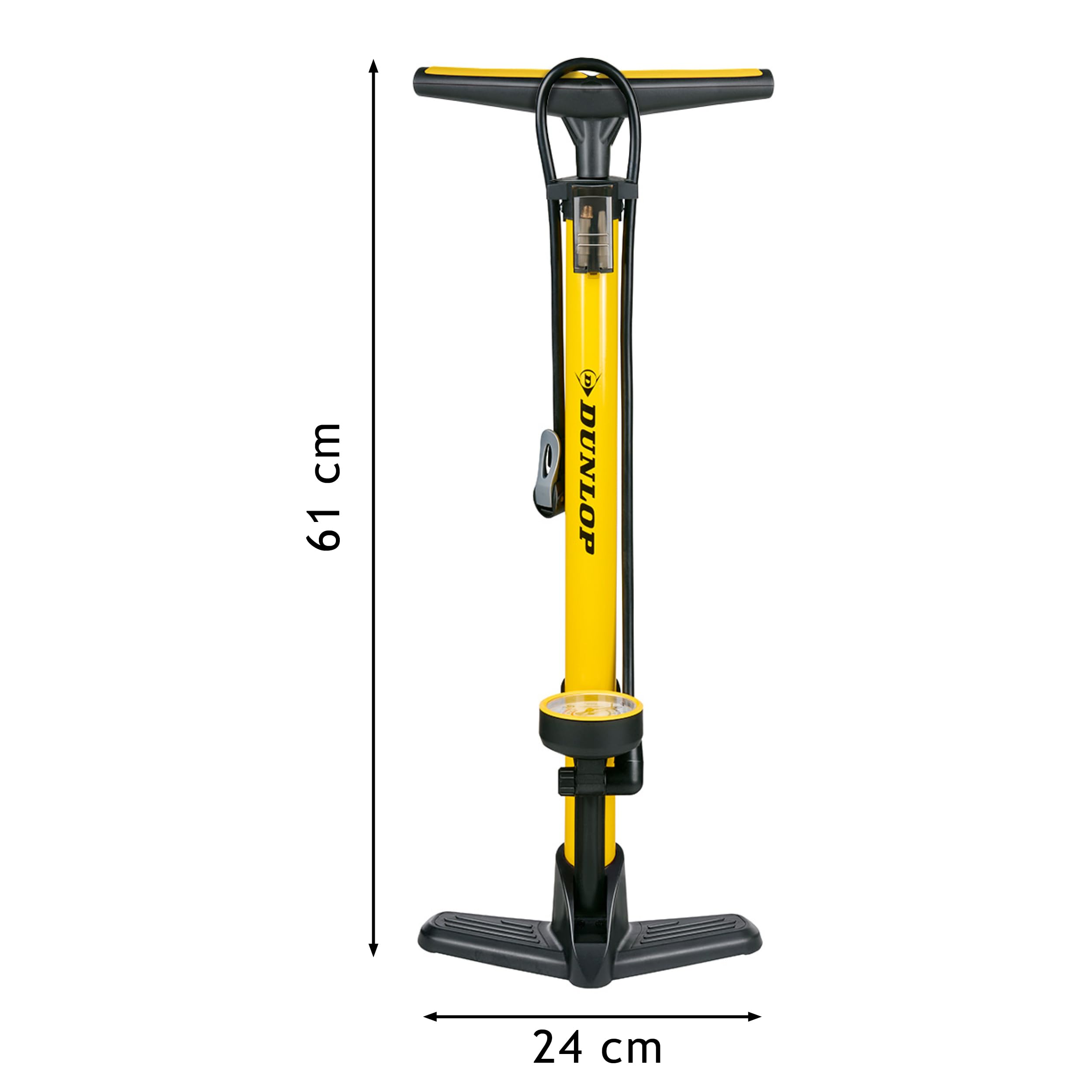 Dunlop Pompe à Vélo Double Valve avec Manomètre 11-12Bar 160-180 PSI Noir