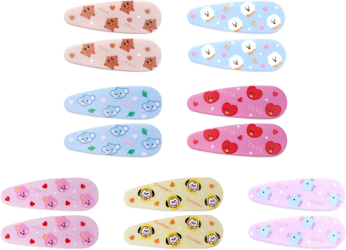 Bangtan Boys Hair Clips CHIMMY COOKY SHOOKY TATA MANG RJ KOYA Hair Hand 7pcs Hair Barrettes Accessories Pretty Hairpins Gift for Girls Student