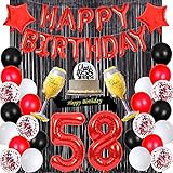 santonila Santonila Red 58th Birthday Decorations Happy Birthday Banner Sash Cheers To 58 Years Cake...