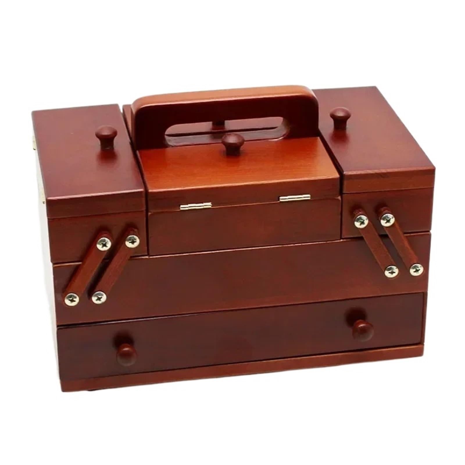 wooden sewing box Natural Wood Sewing Box Polyester Thread Needlework Knitting Patch Organizer Storage Case with Accessories Sewing Thread Set for Camping Home DIY