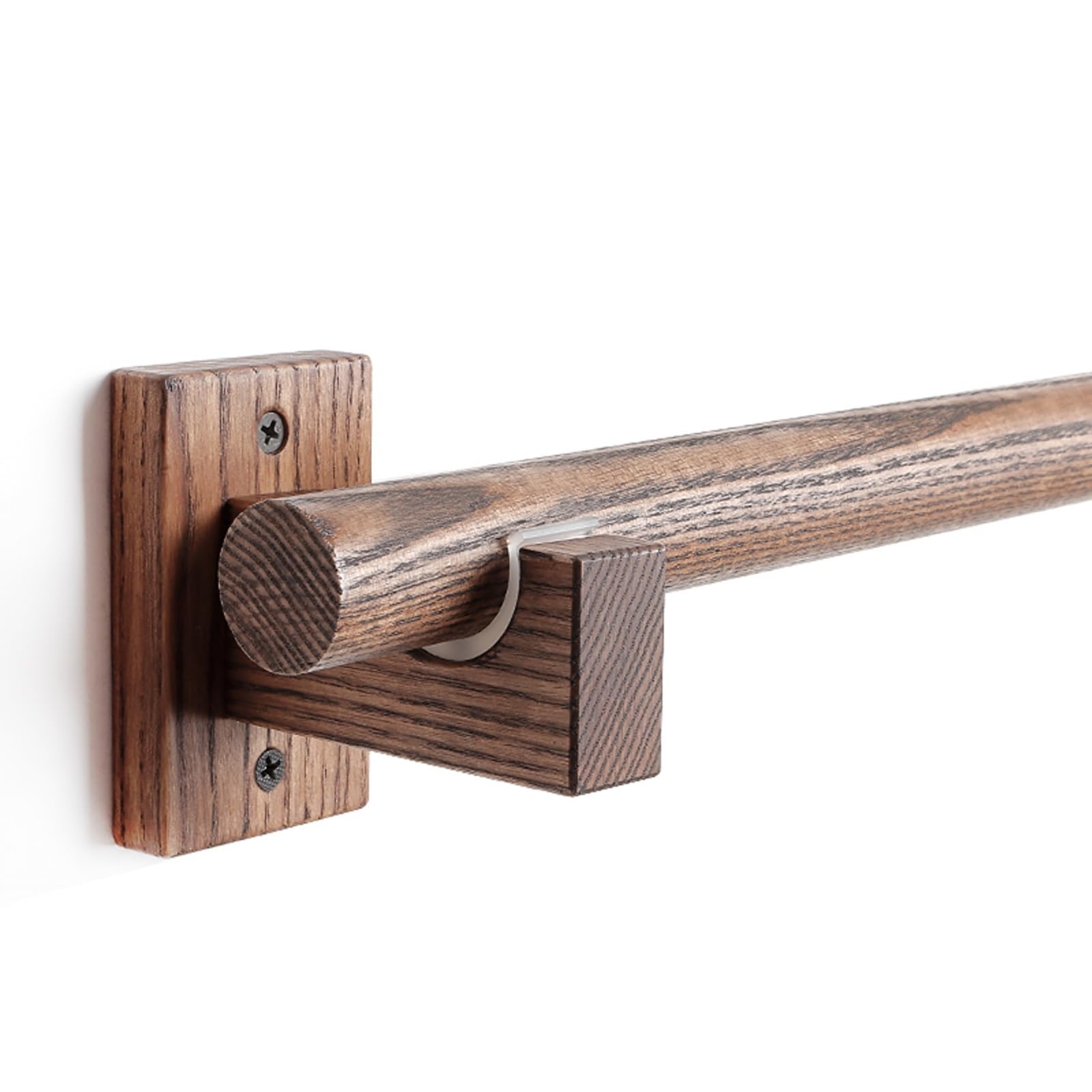 Bastone per tende in legno di noce, 200 cm, semplice asta singola con staffa per camera da letto e soggiorno, elegante decorazione per la casa e facile da installare