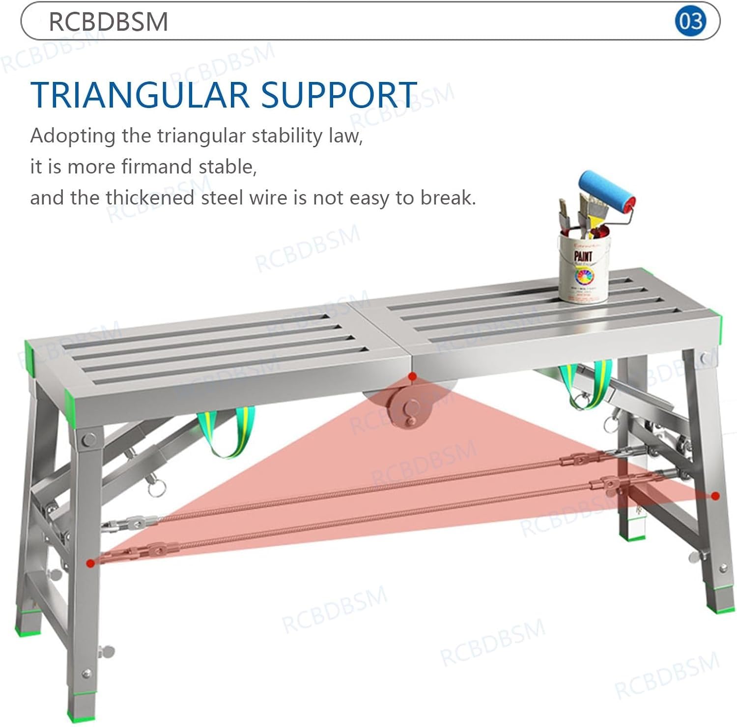 Andamio plegable portátil de altura ajustable, capacidad de carga de 400 kg, plataforma de trabajo de aluminio multiusos para proyectos de construcción y bricolaje