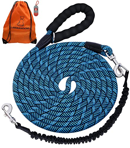 Long Dog Leash with Reflective Threads 15FT 20FT 30FT 50FT,Heavy Duty Bungee Dog Leashes for Small...