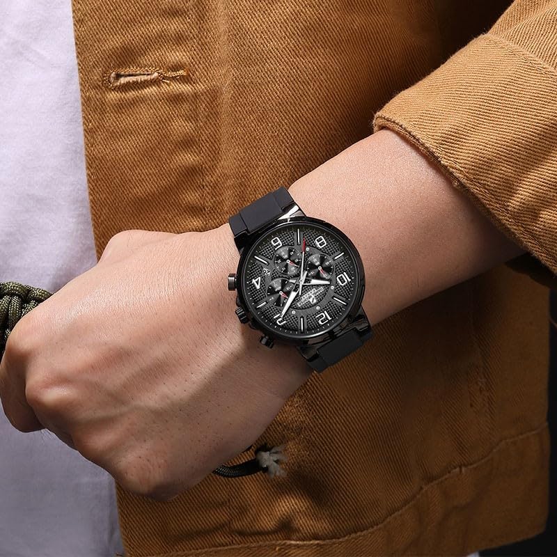 Image of Daniel Hechter Paris Beaubourg Collection Multifunctional Watch for Men with Textured Round Dial and Silicon Strap-DHM1009