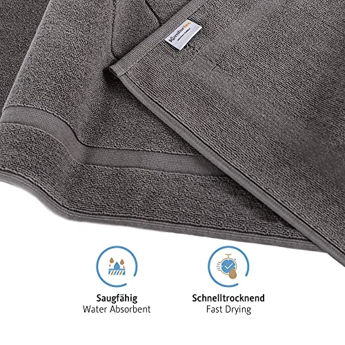 Komfortec Badvorleger Set 2 Teilig, Frottee Duschvorleger, Waschbar Duschmatte & Badteppich, 800 g/m² &100% Baumwolle, Saugfähig & Schnelltrocknend, 50 x 80 cm, Anthrazit Grau