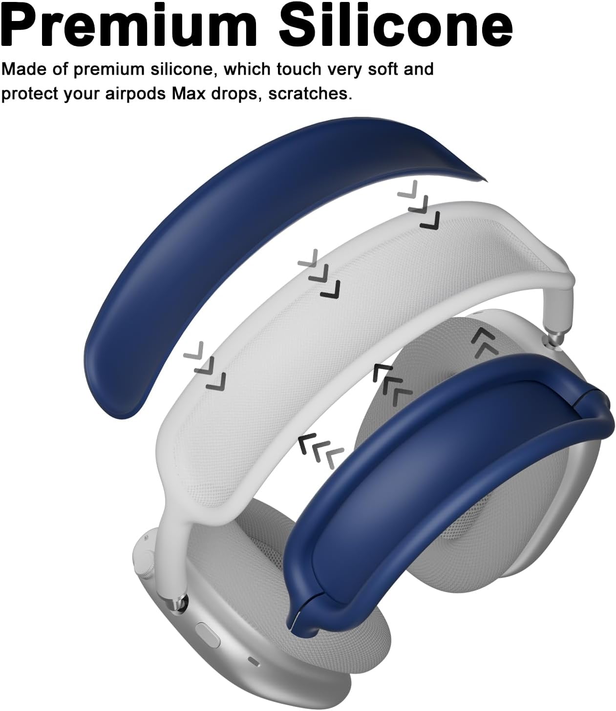 ATUAT for AirPods Max Headphones Case, Protective Silicone Case Cover Skin Accessories Anti-Scratch for Women Men for Apple AirPods Max 2024/2020 (USB-C/Lightning), Midnight Blue thumbnail