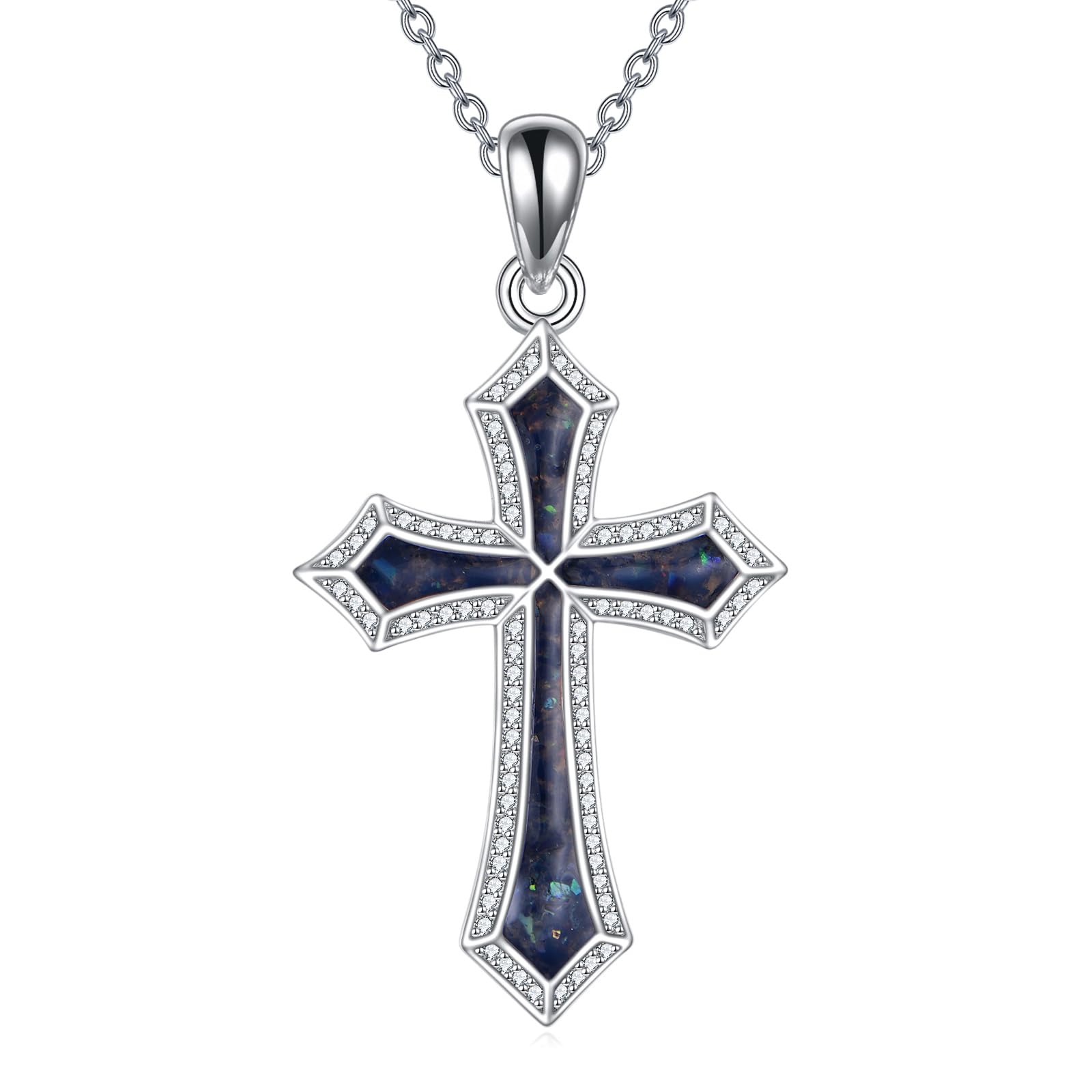 AINFQY Religious Cross Pendant Necklace 925 Sterling Silver Abalone Cross Pendant Gifts for Women Mother's Day Jewelry Gifts for Mom