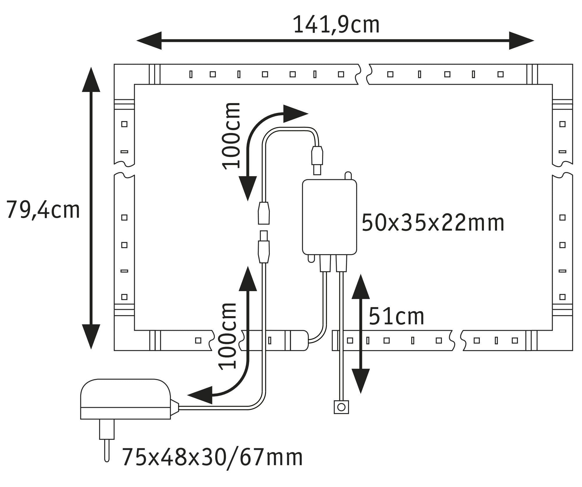 Paulmann 78876 MaxLED 250 Strip LED TV Comfort set di base 65 pollici 4,3m 22W 234lm/m 28LEDs/m RGBW+ 24VA dimmerabile