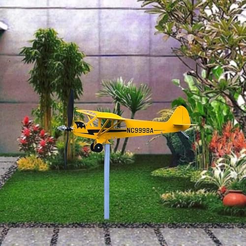 Miniatura 8 de Piper J3 Cub - Molino de viento para avión, veleta meteorológica de avión, instrumento de medición de viento, veleta de metal para el clima, regalo