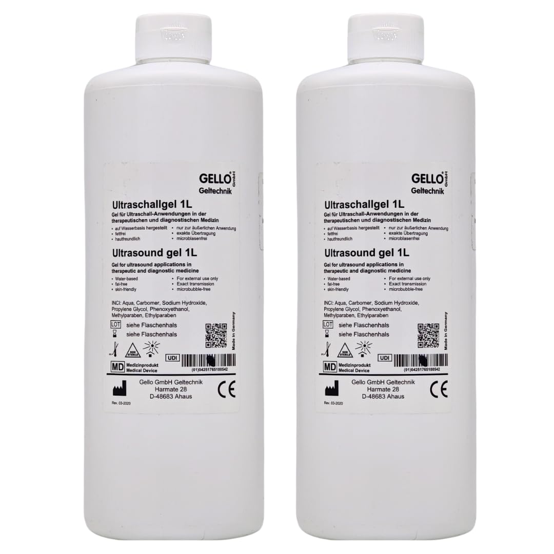 Ultraschallgel, 2x 1000 ml Gel I Gel für Ultraschall-Anwendungen I Kontaktmittel zur äußerlichen Anwendung I Sonographie Gel, Leitgel, Kontaktgel, Übertragungsgel I Spar-Set mit Pharma Perle giveaway