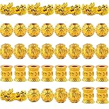 Pixiu Charms Gold Plated 35pcs 10mm mix Pixiu Spacer Ball Beads Hand craved For Pixiu Bracelet...